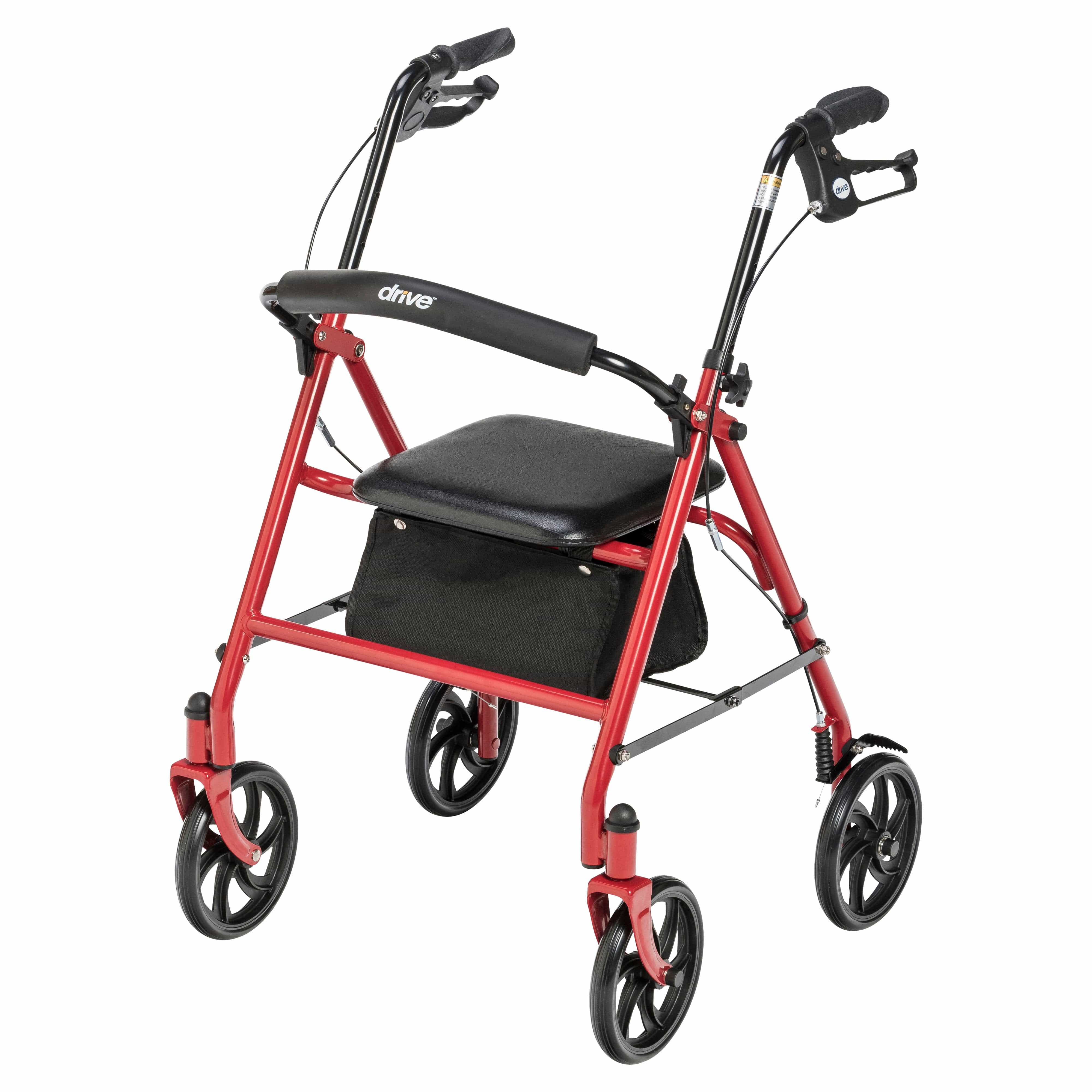 Drive Medical Drive Medical Four Wheel Rollator Rolling Walker with Fold Up Removable Back Support