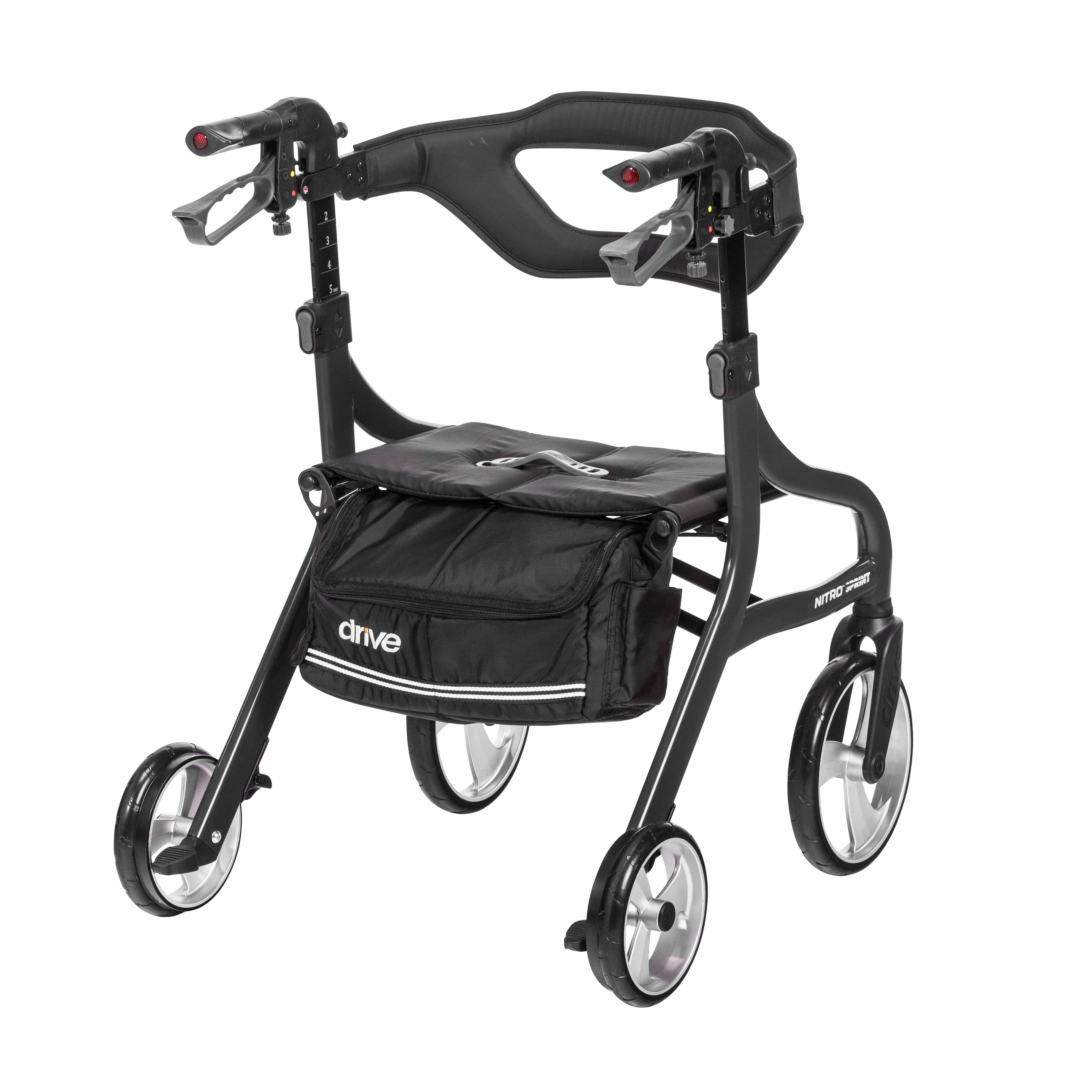 Drive Medical Drive Medical Nitro Sprint Rollator Rolling Walker, Hemi Height