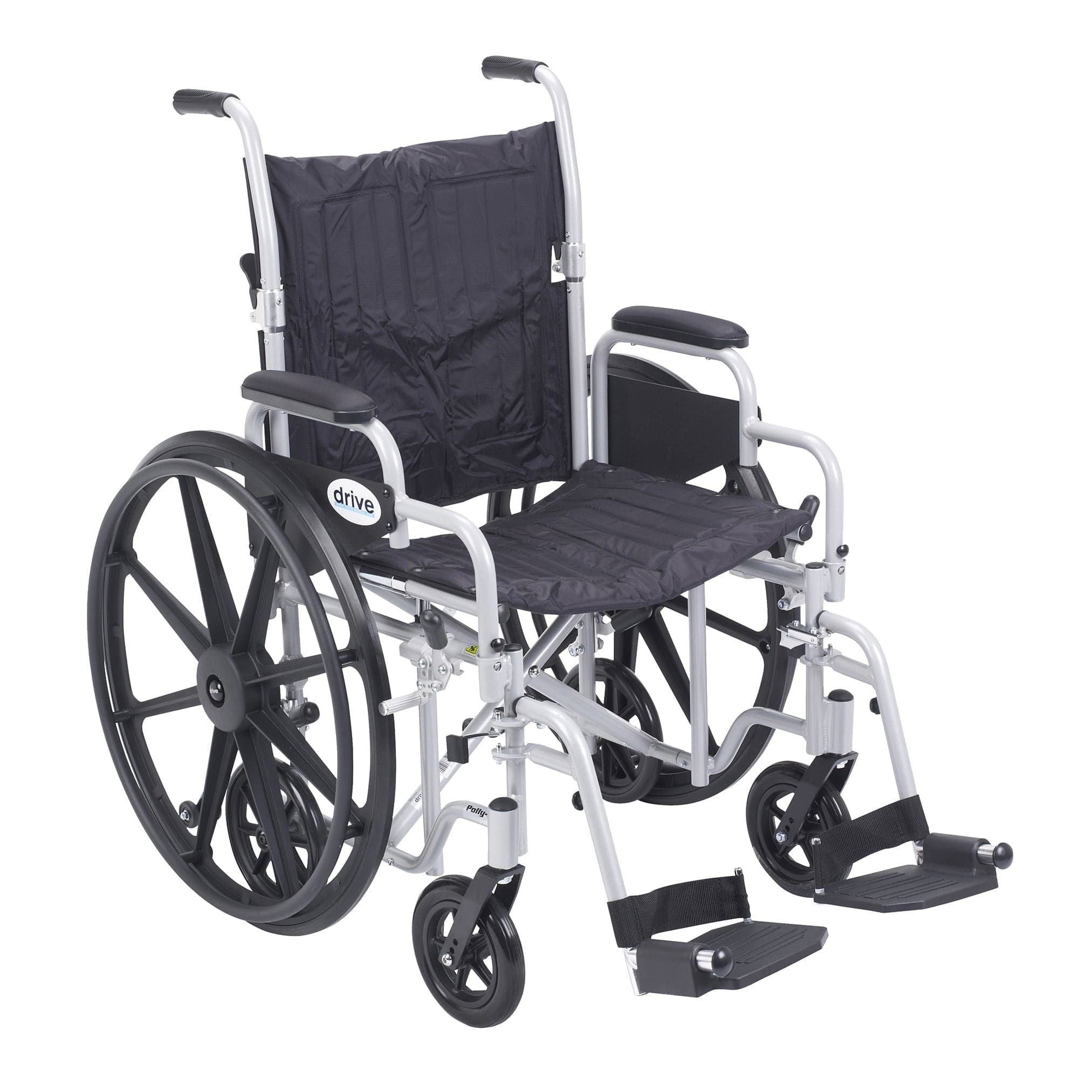 Drive Medical Drive Medical Poly Fly Light Weight Transport Chair Wheelchair with Swing away Footrest
