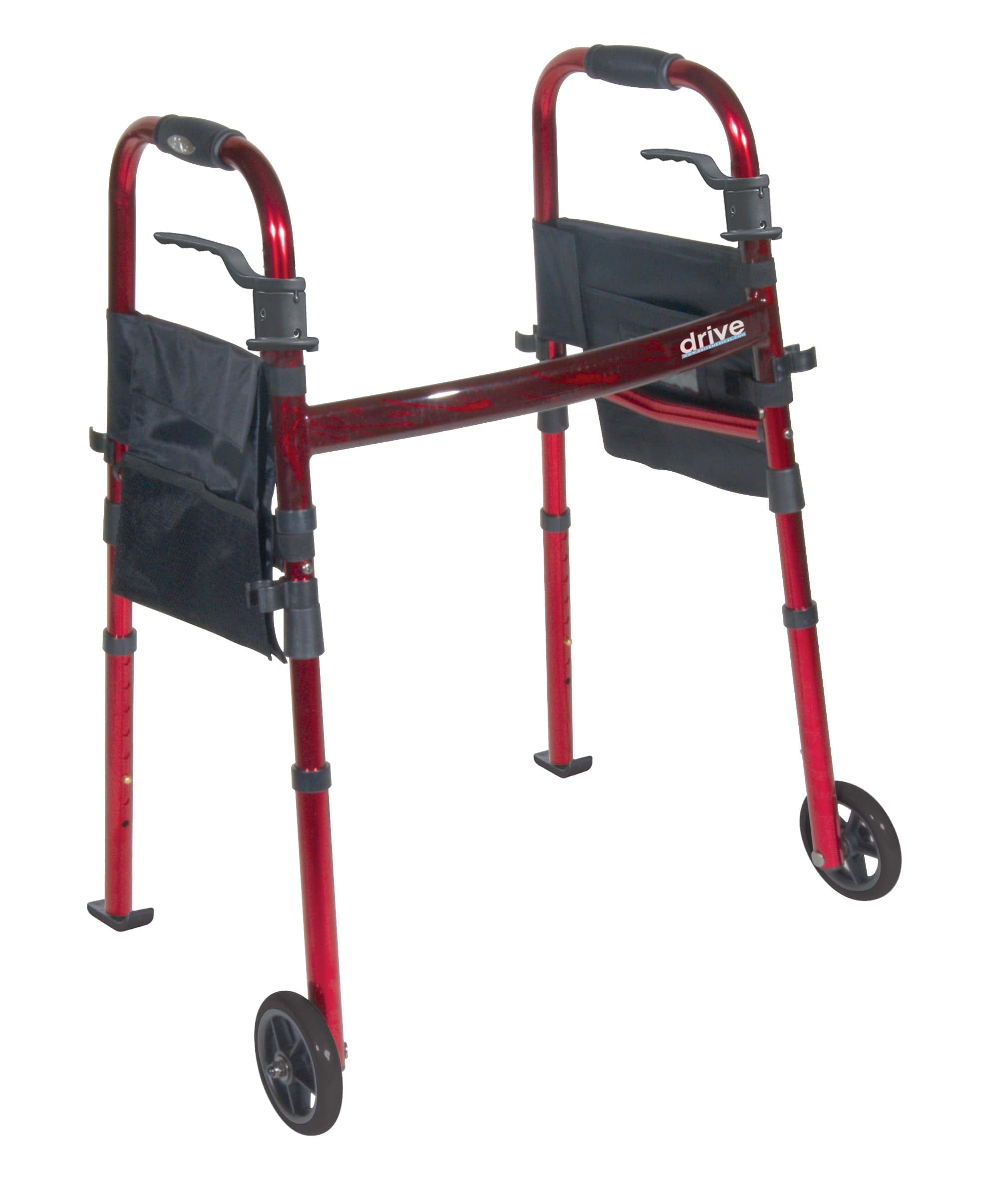 Drive Medical Drive Medical Portable Folding Travel Walker with 5" Wheels and Fold up Legs rtl10263kdr