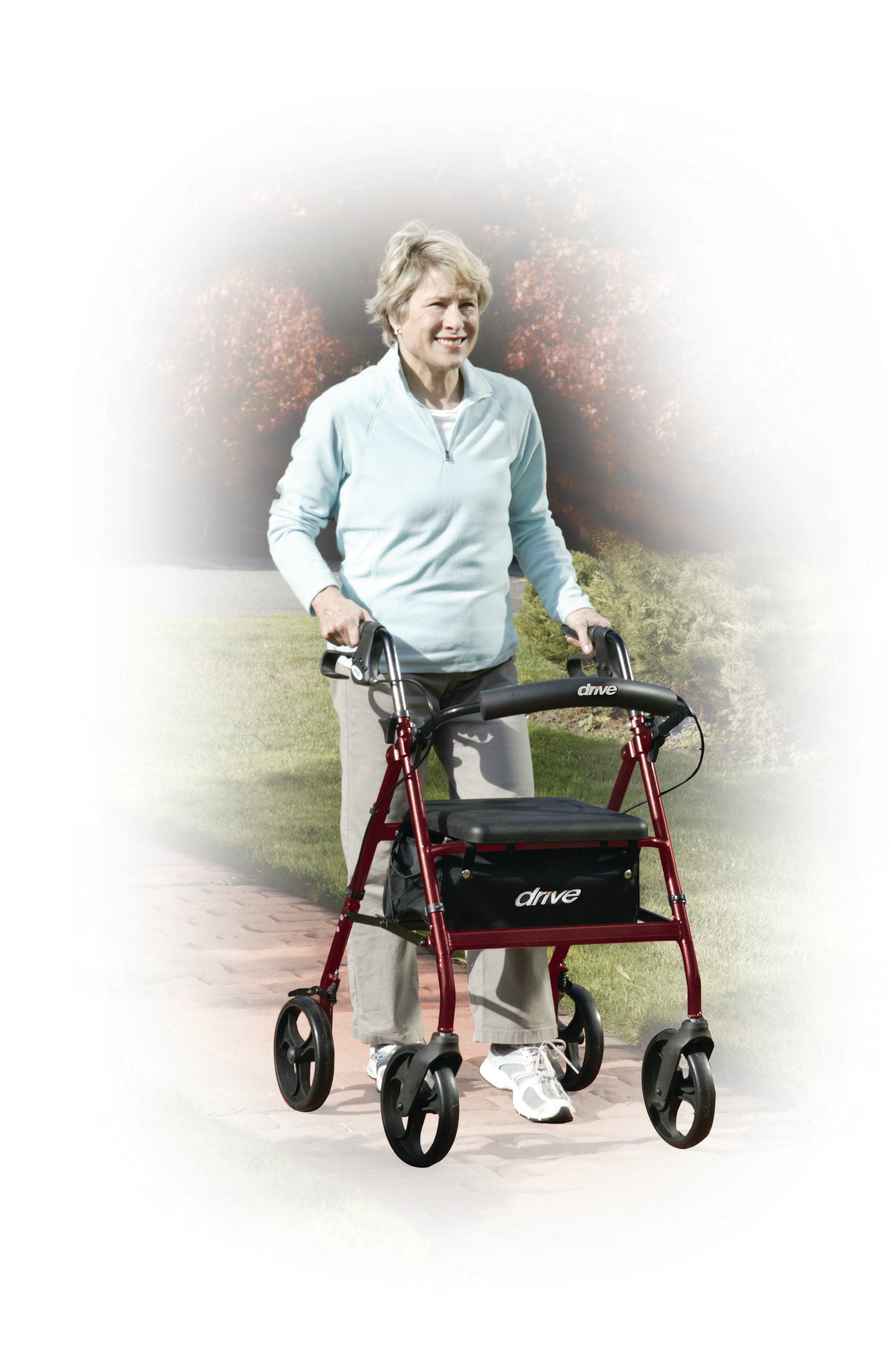 Drive Medical Drive Medical Rollator Rolling Walker with 6" Wheels, Fold Up Removable Back Support and Padded Seat