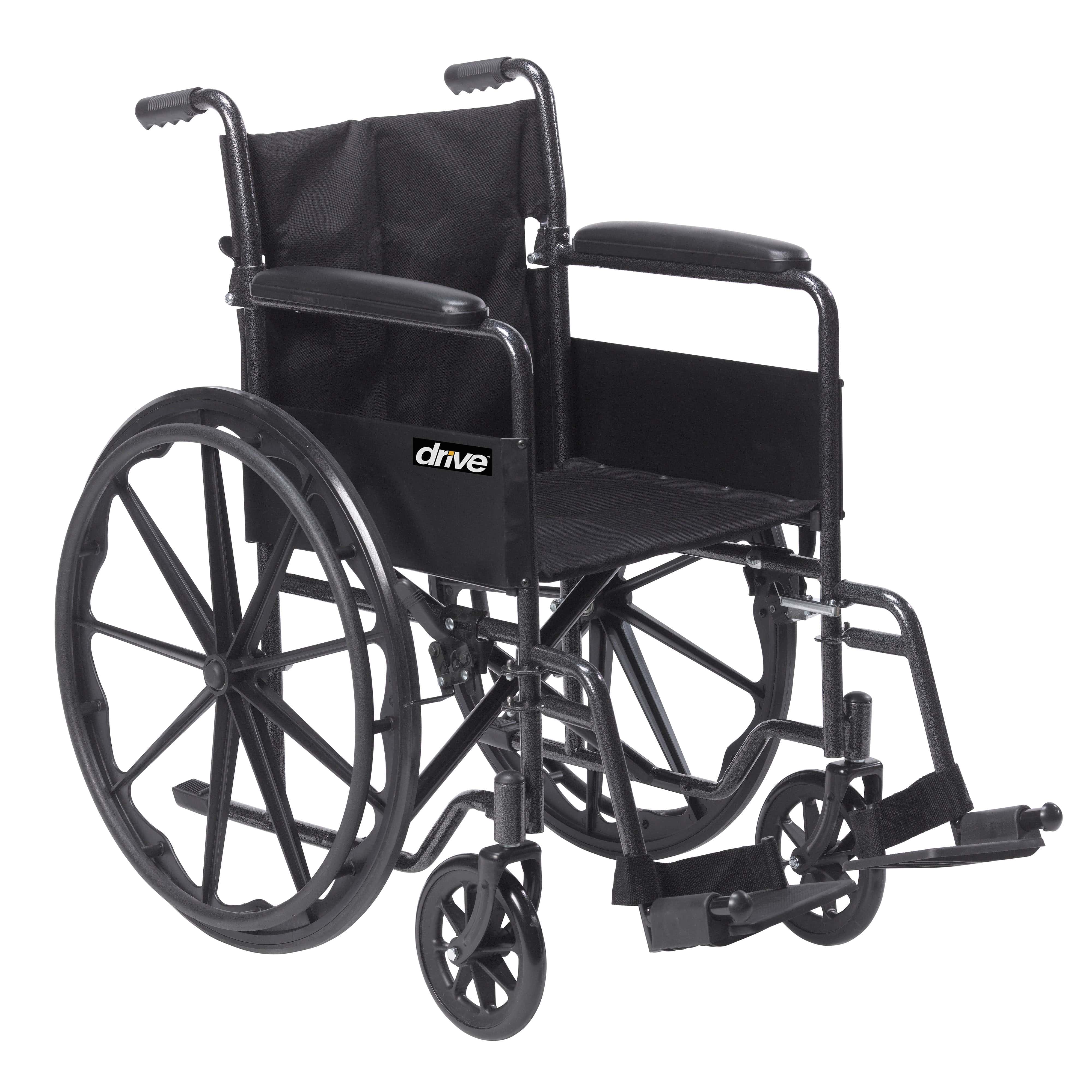 Drive Medical Drive Medical Silver Sport 1 Wheelchair with Full Arms and Swing away Removable Footrest ssp118fa-sf