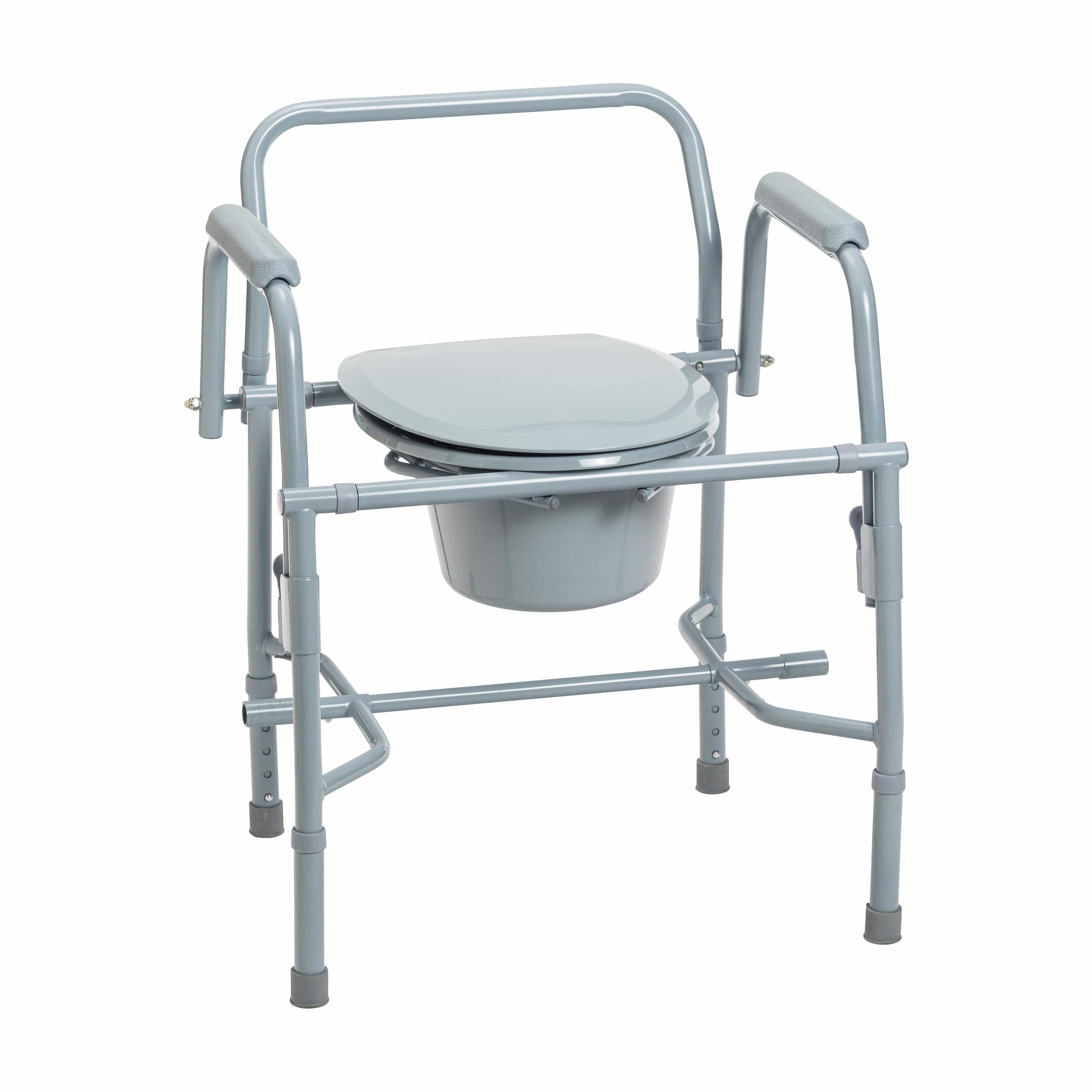 Drive Medical Drive Medical Steel Drop Arm Bedside Commode with Padded Arms 11125kd-1