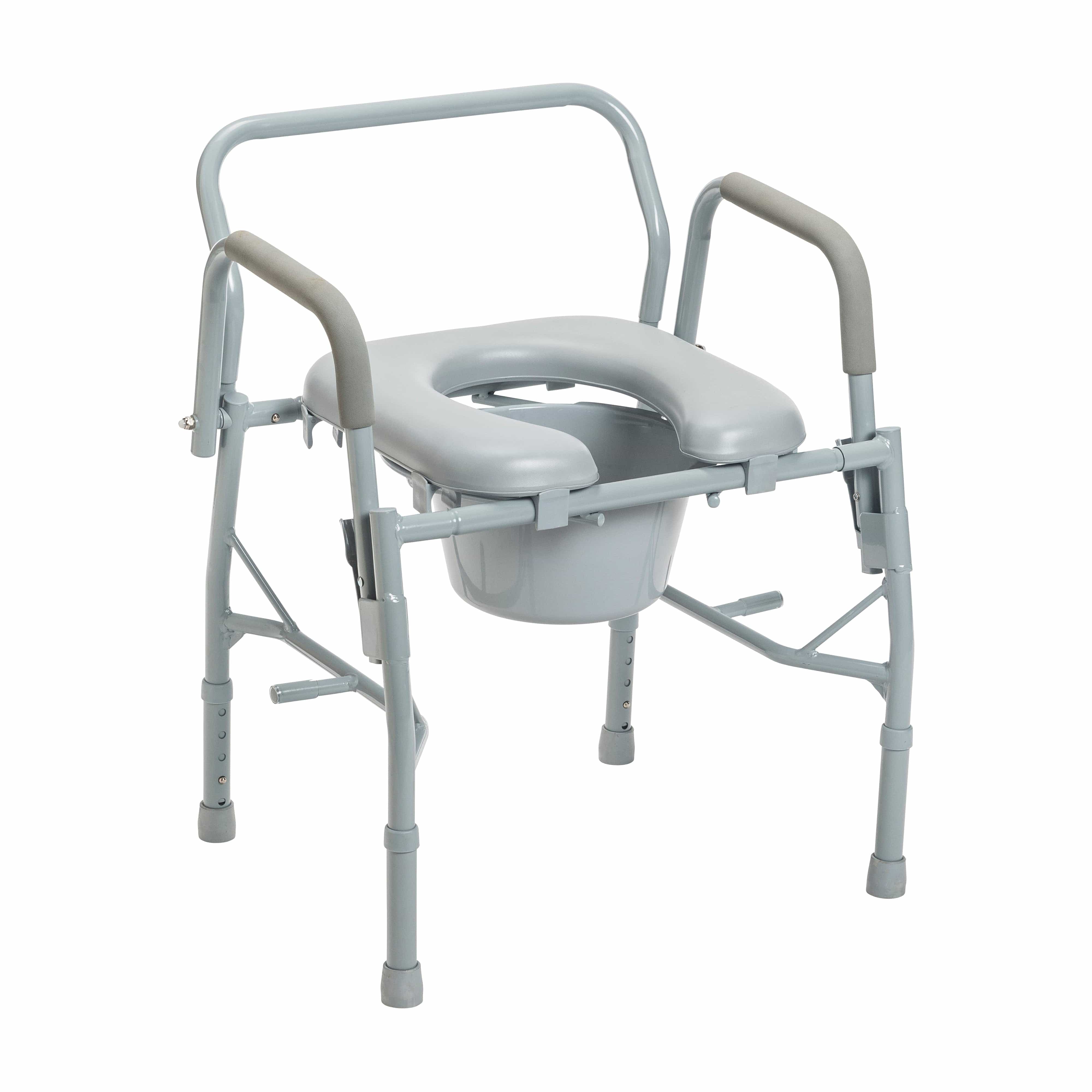 Drive Medical Drive Medical Steel Drop Arm Bedside Commode with Padded Seat & Arms 11125pskd-1