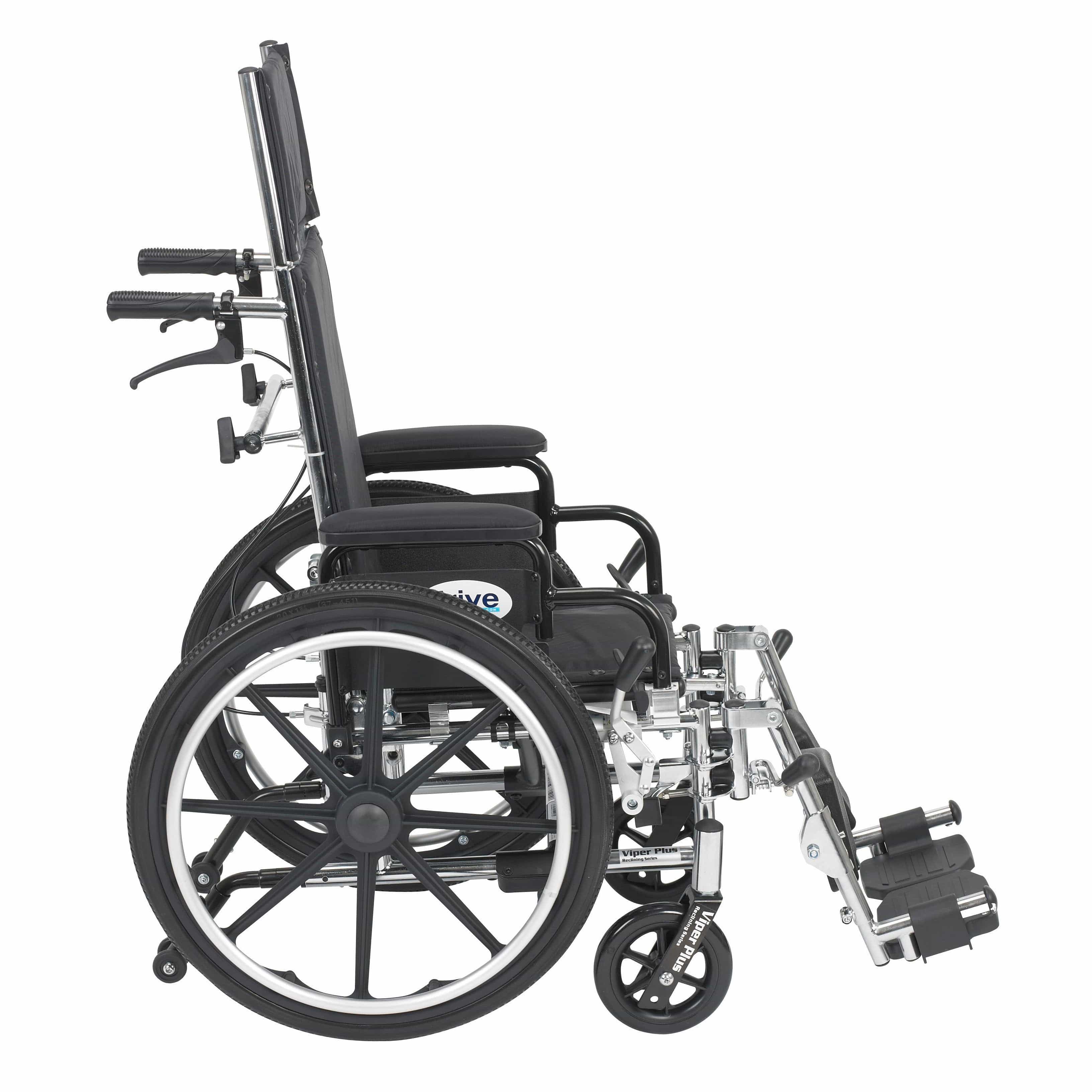 Drive Medical Drive Medical Viper Plus Light Weight Reclining Wheelchair with Elevating Leg rest and Flip Back Detachable Arms