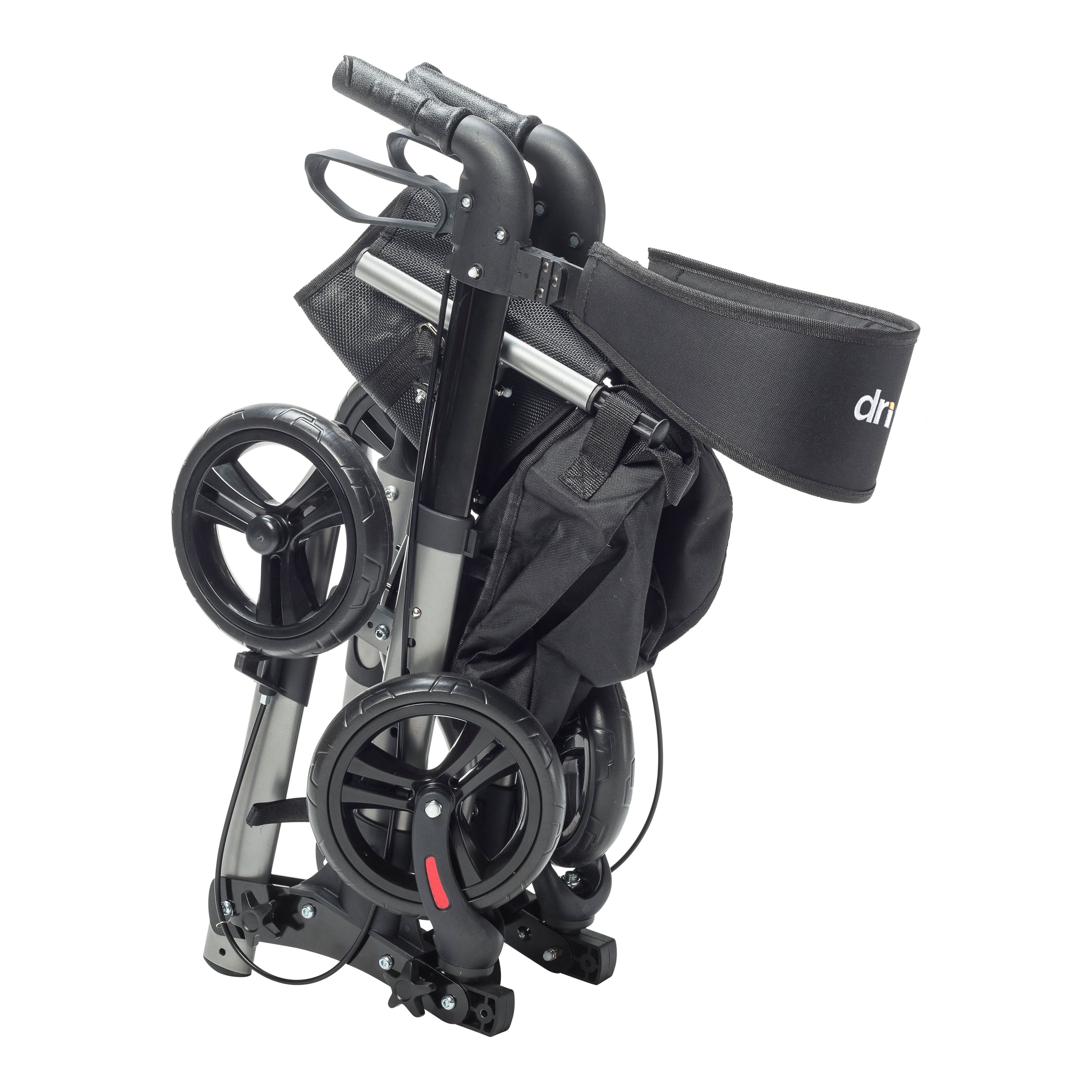 Drive Medical Compact Folding Rollator Rolling Walker, Grey/Black