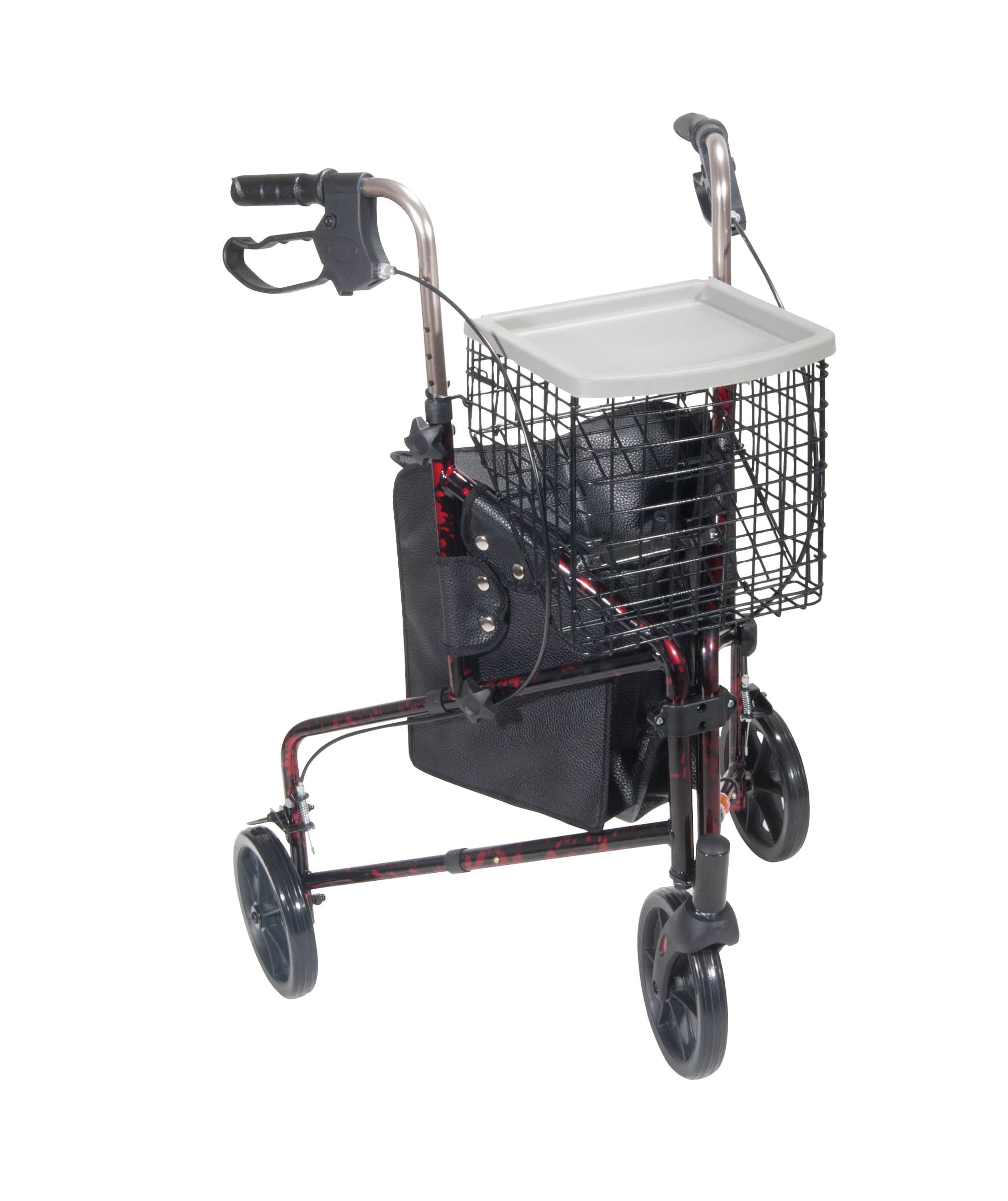 Drive Medical Drive Medical 3 Wheel Rollator Rolling Walker with Basket Tray and Pouch 10289rd