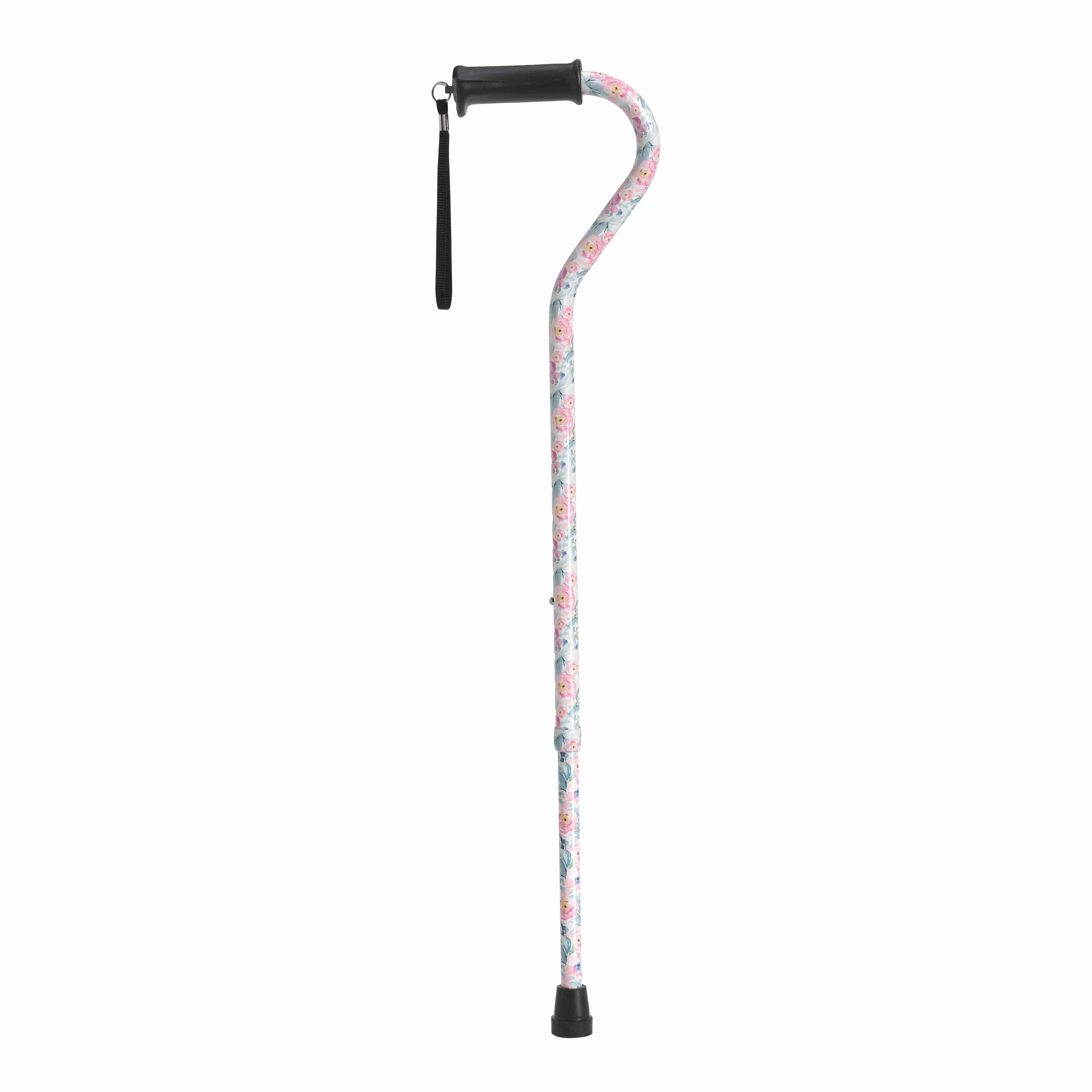 Drive Medical Drive Medical Adjustable Height Offset Handle Cane with Gel Hand Grip RTL10372FL