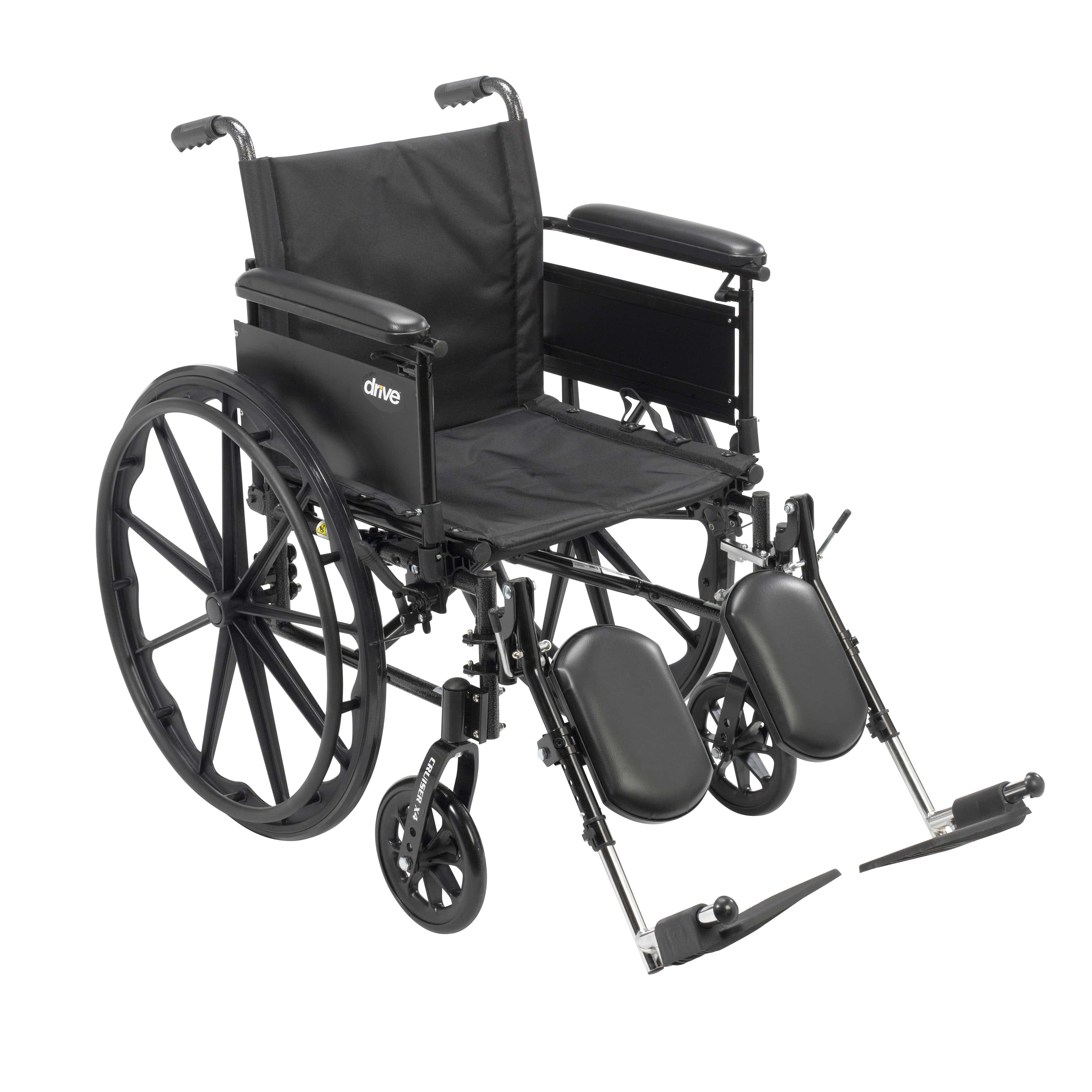 Drive Medical Drive Medical Cruiser X4 Lightweight Dual Axle Wheelchair with Adjustable Detatchable Arms CX418ADFA-ELR