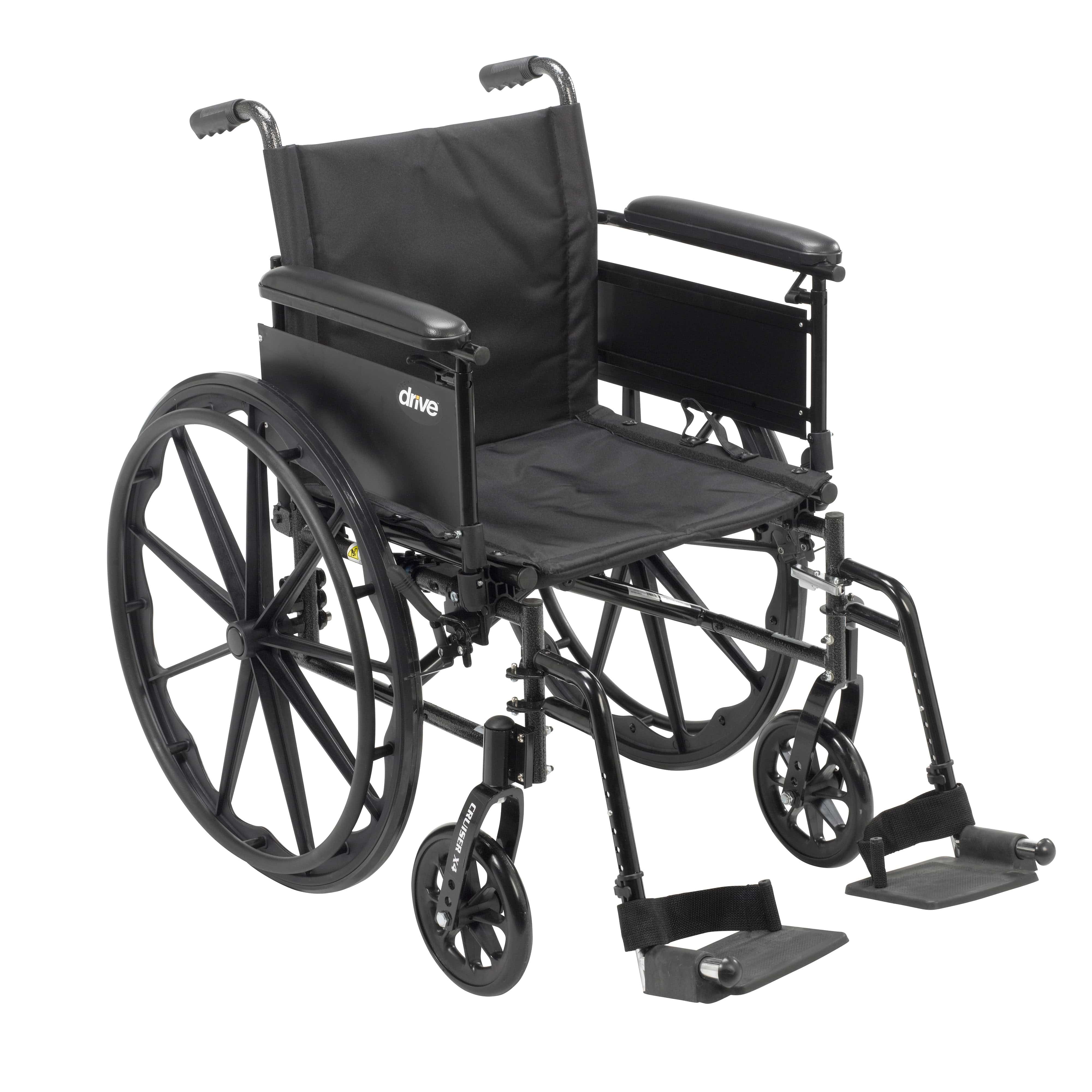 Drive Medical Drive Medical Cruiser X4 Lightweight Dual Axle Wheelchair with Adjustable Detatchable Arms CX416ADFA-SF