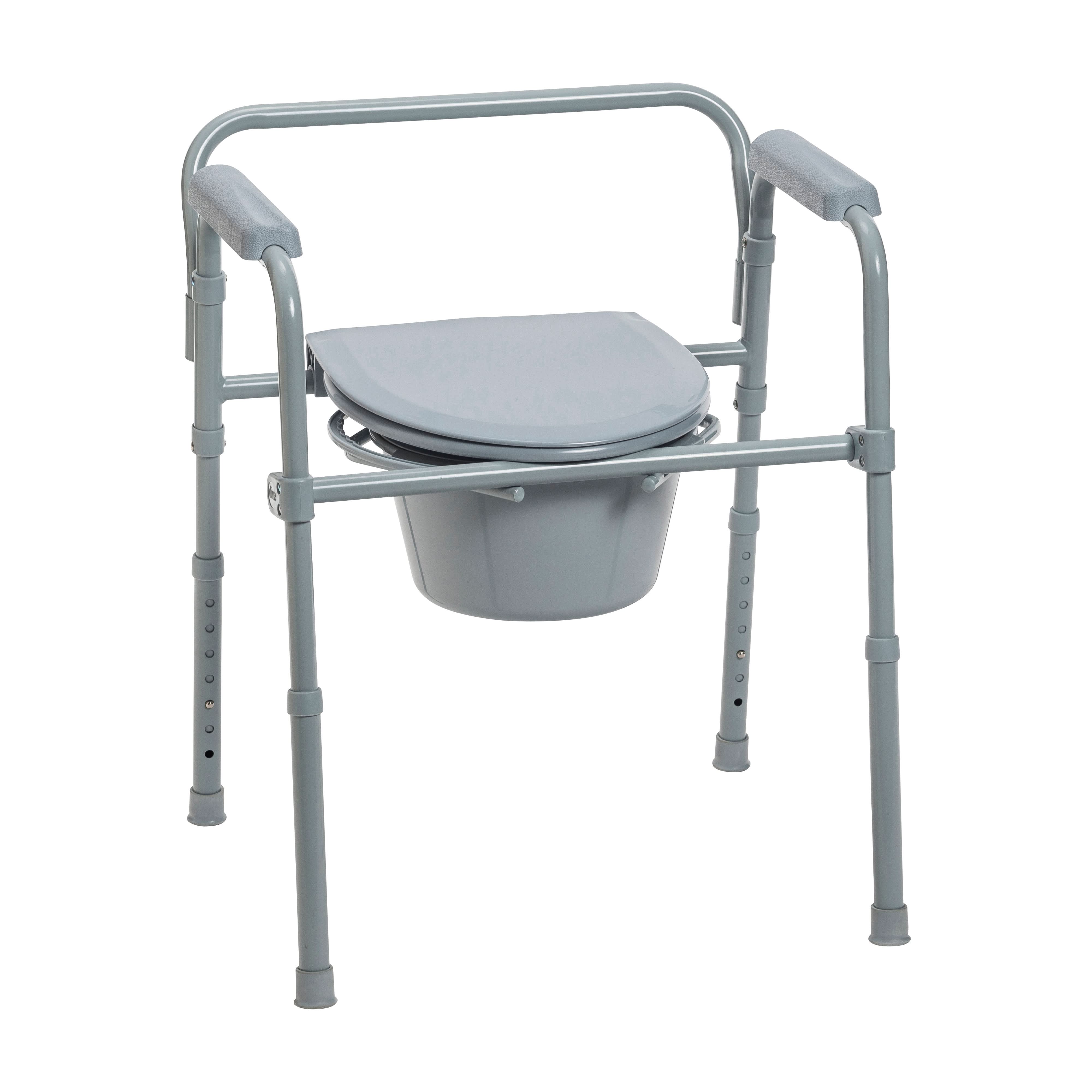 Drive Medical Steel Folding Deep Seat Bedside Commode