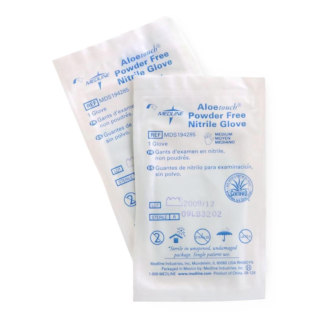 Medline Medline AloeTouch Sterile 9" Powder-Free Nitrile Exam Glove Singles MDS194286Z