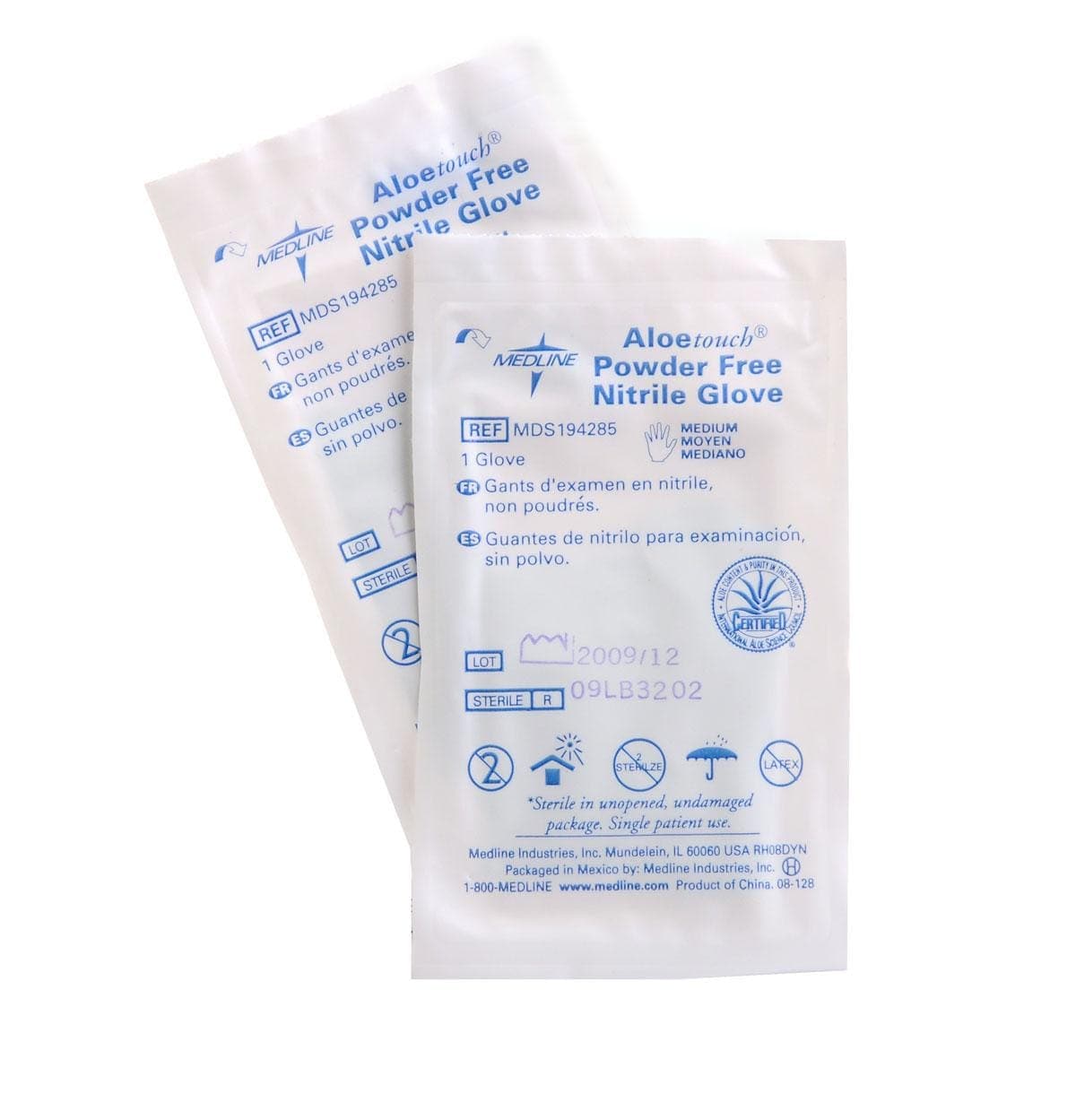 Medline Medline AloeTouch Sterile 9" Powder-Free Nitrile Exam Glove Singles MDS194286Z