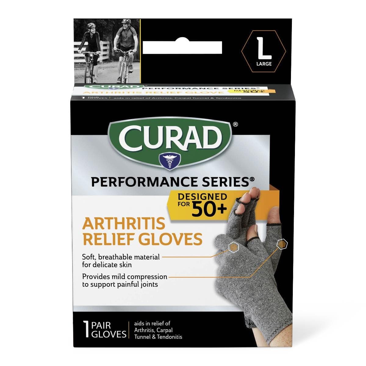 Medline Medline CURAD Performance Series 50+ Arthritis Support Gloves CURSR19400LD