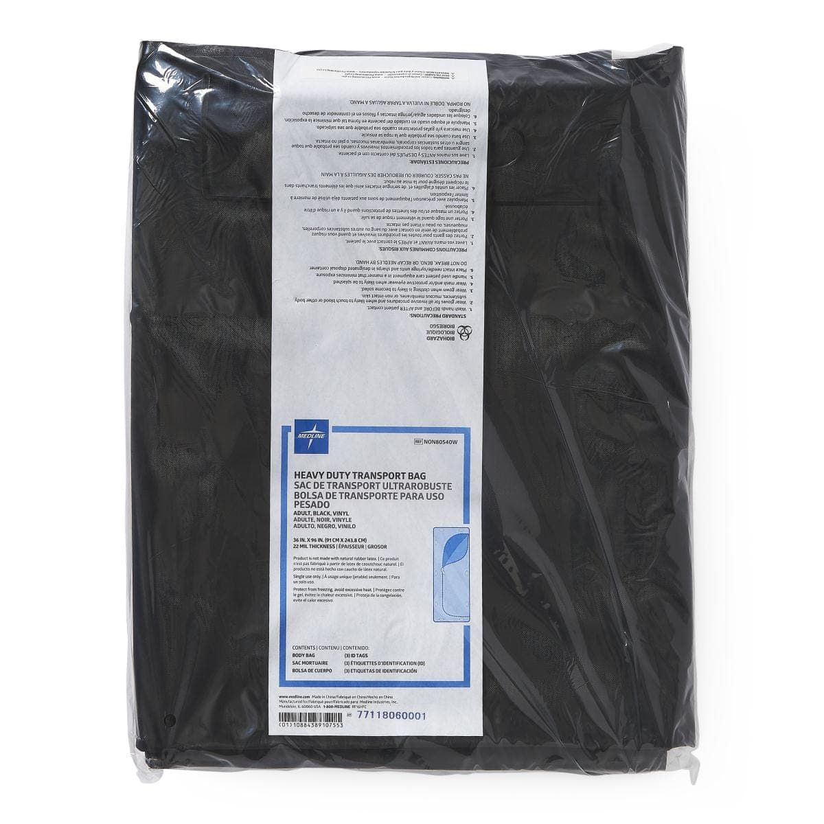 Medline Medline Adult Black Vinyl Disaster Body Bags NON80540W