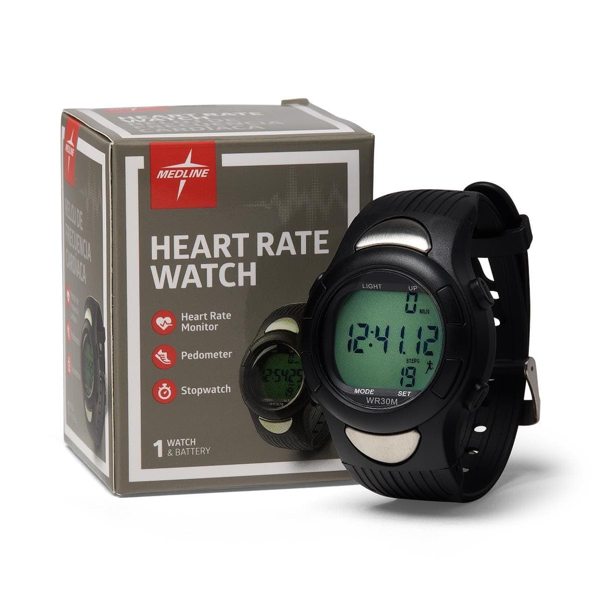 Medline Medline Heart Rate and Pedometer Watch MDSP3044