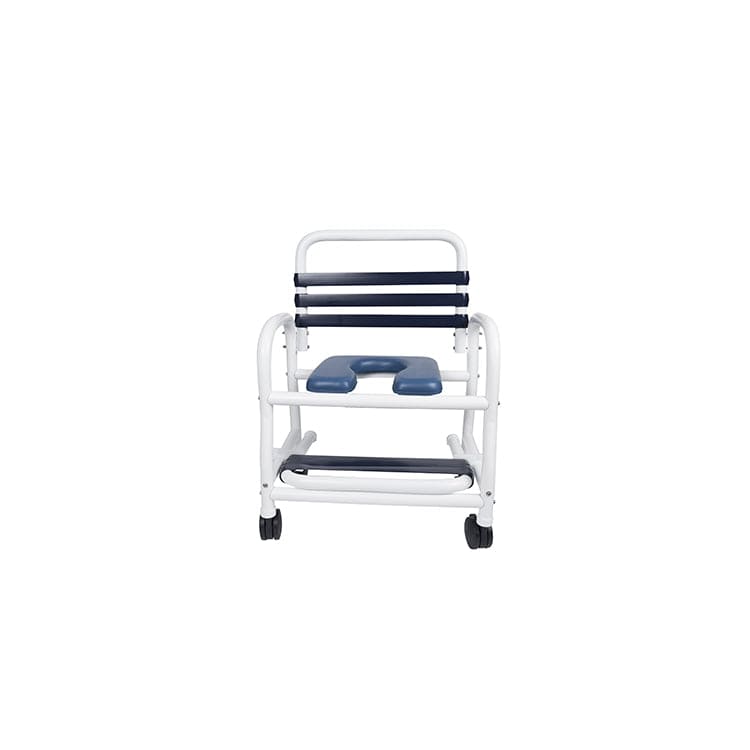 Mor-Medical Mor-Medical Deluxe New Era Patented Infection Control Shower Chair, 26" Internal Width, Open Front Removable Soft Seat, NO commode pail, with soft touch slide out footrest, 4" Twin All Locking Casters, 435 lbs wt capacity DNE-435-4TWL-NC-SF