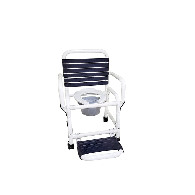 Mor-Medical Mor-Medical Deluxe New Era Patented Infection Control Shower Commode Chair, 18" Internal Width, Open Front Removable Hard Seat, Soft Touch Folding Footrest, Double Drop Arms and Commode Pail, 3" Twin All Locking Casters, 310 lbs wt capacity DNE-310HS-3TWL-FF-DDA