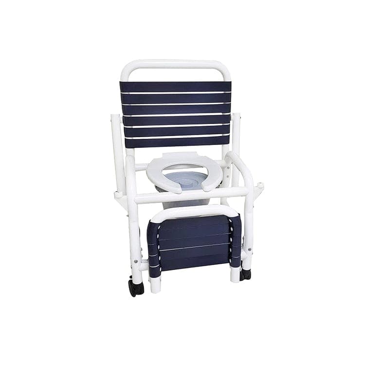 Mor-Medical Mor-Medical Deluxe New Era Patented Infection Control Shower Commode Chair, 18" Internal Width, Open Front Removable Hard Seat, Soft Touch Folding Footrest, Double Drop Arms and Commode Pail, 3" Twin All Locking Casters, 310 lbs wt capacity DNE-310HS-3TWL-FF-DDA