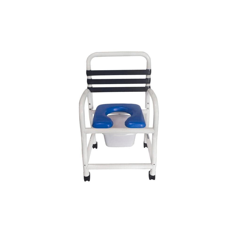 Mor-Medical Mor-Medical Deluxe New Era Patented Infection Control Shower Commode Chair, 18" Internal Width, Open Front Removable Soft Seat, Commode Pail, 3" Twin All Locking Casters, 310 lbs wt capacity DNE-310-3TWL