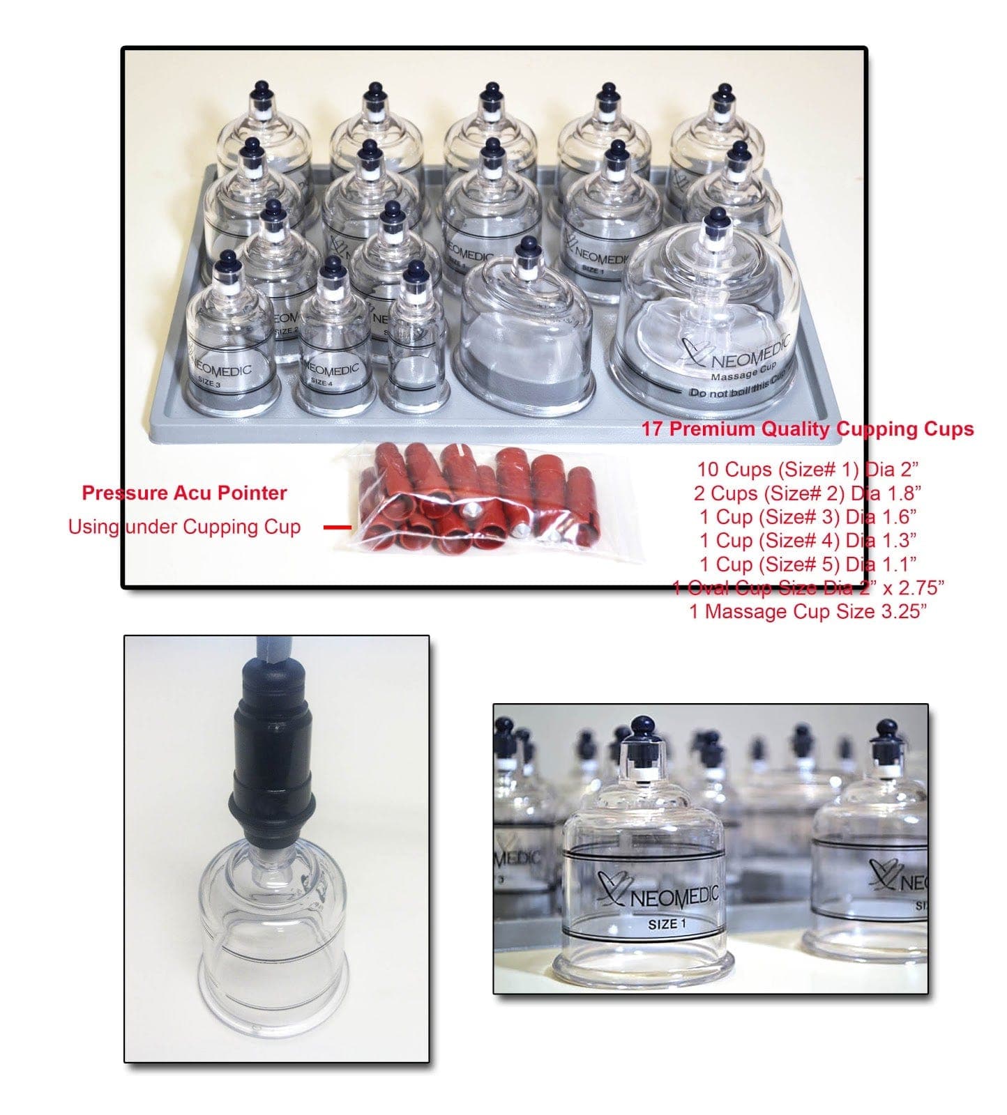 AIR1000 Neomedic PROFESSIONAL CUPPING SET P1000-PCS