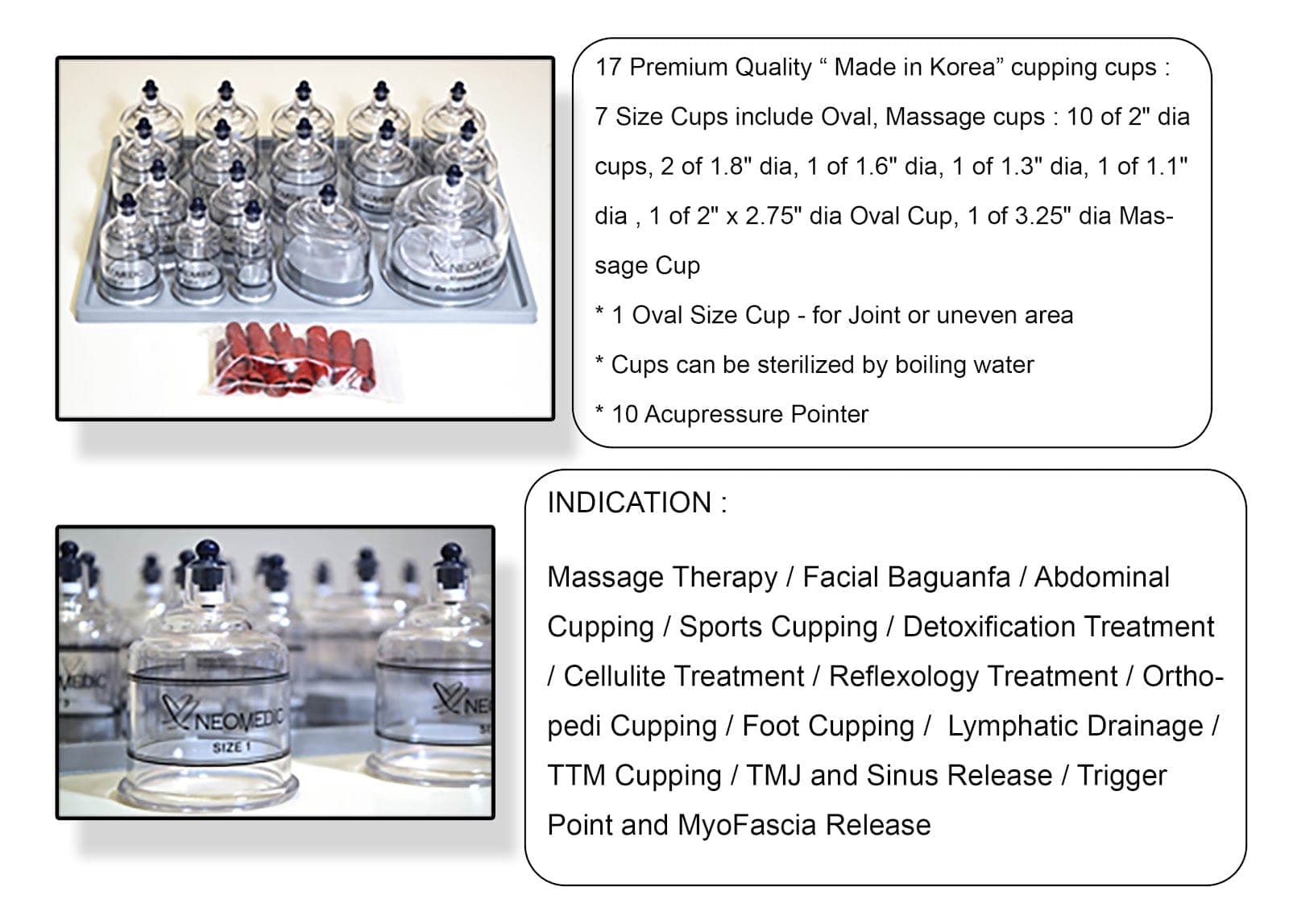 AIR1000 Neomedic PROFESSIONAL CUPPING SET P1000-PCS