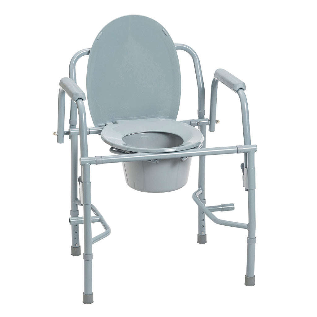 Drive Medical Steel Drop Arm Bedside Commode with Padded Arms