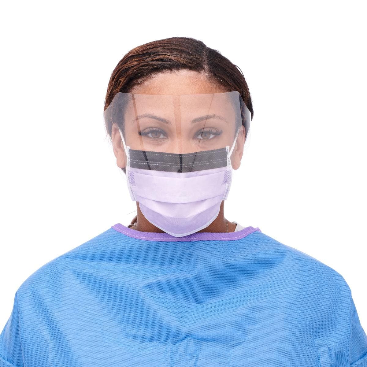 Medline Medline ASTM Level 3 Procedure Face Masks with Eye Shield and Ear Loops NON27410ELZ