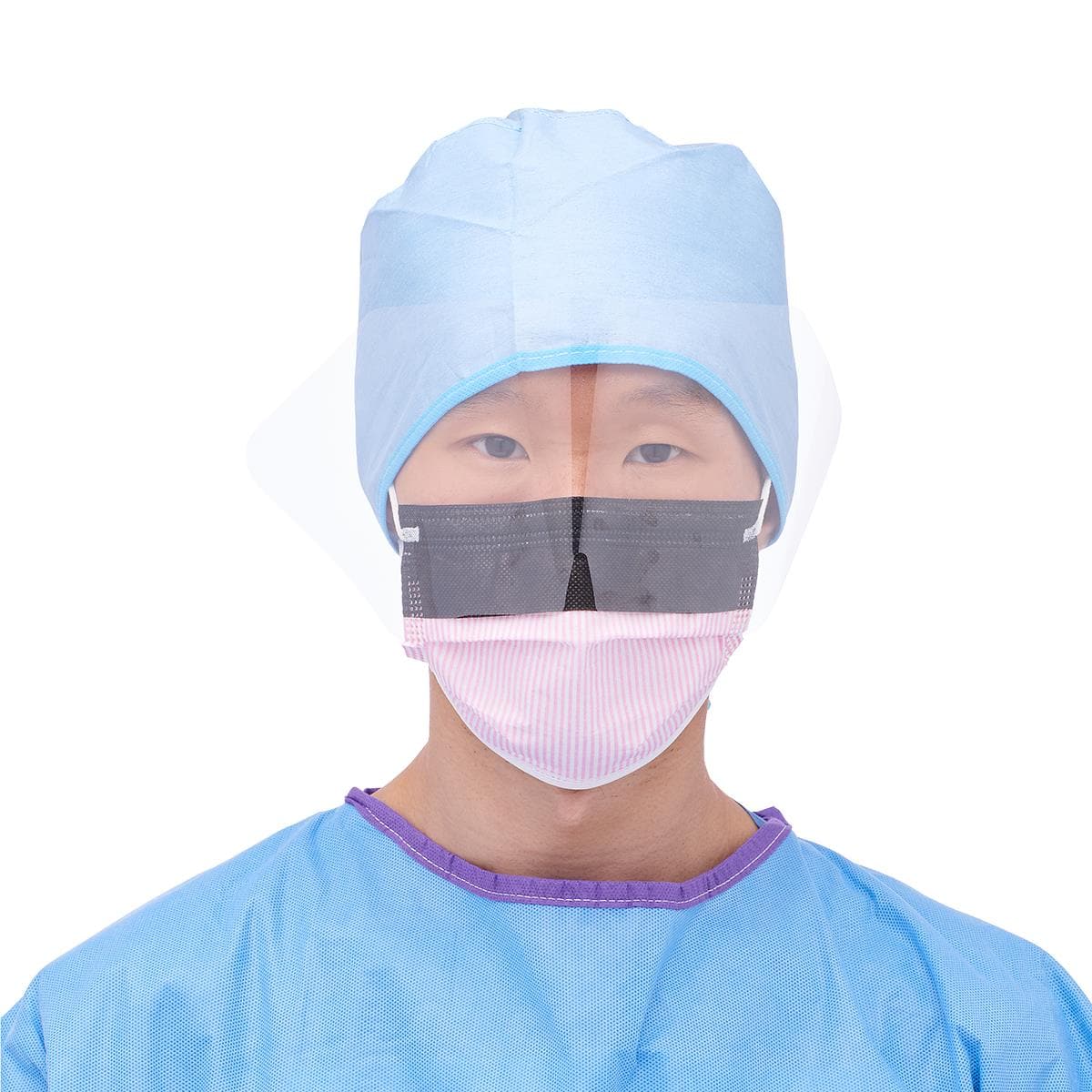 Medline Medline ASTM Level 3 Procedure Face Masks with Eye Shield and Ear Loops NON27710ELZ