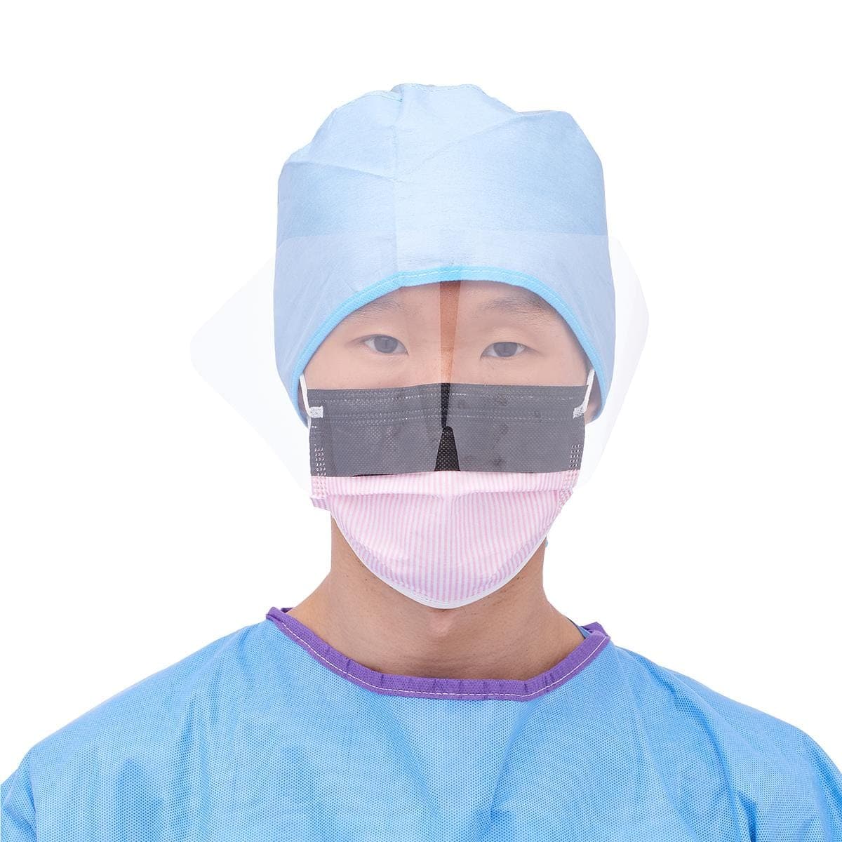 Medline Medline ASTM Level 3 Procedure Face Masks with Eye Shield and Ear Loops NON27710EL