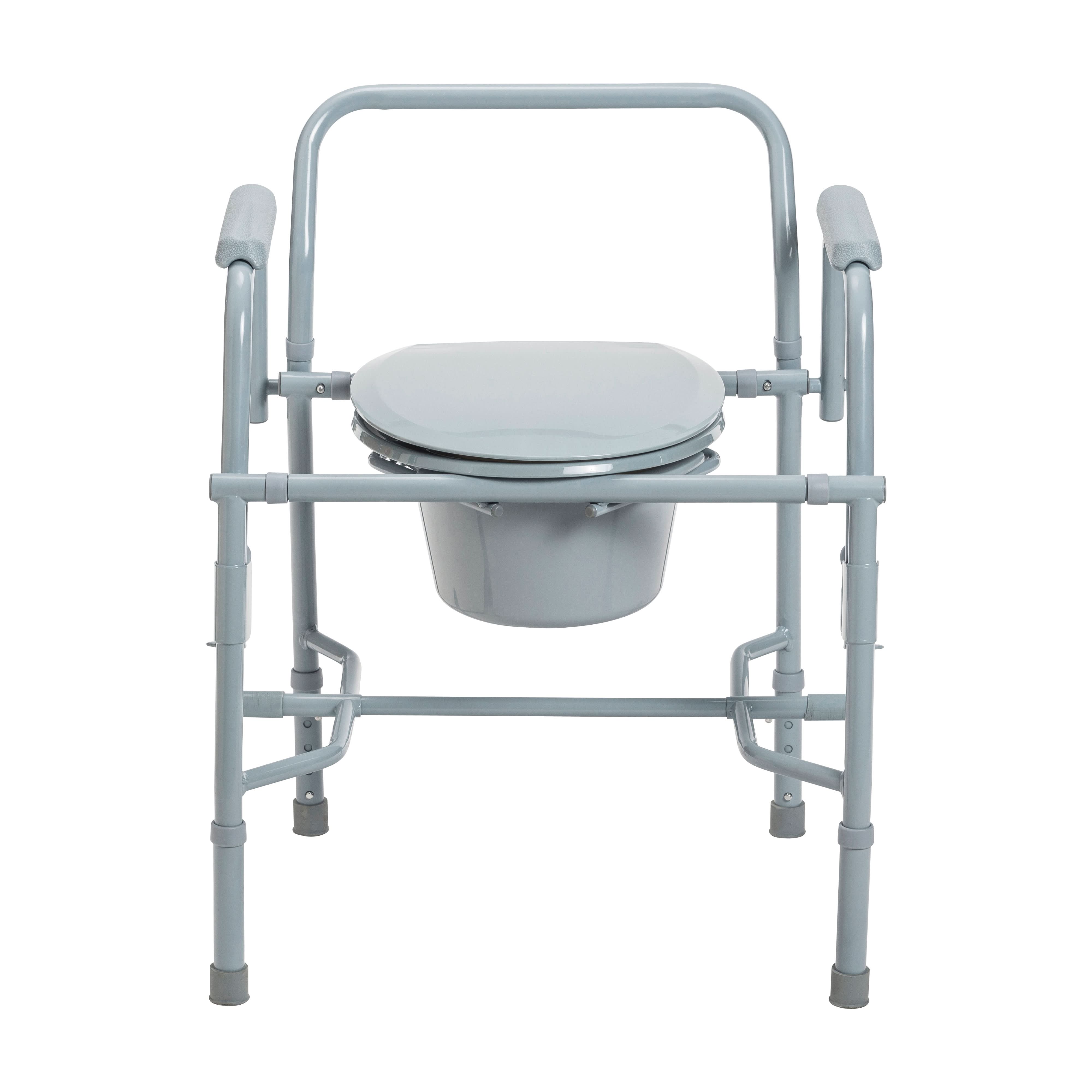 Drive Medical Steel Drop Arm Bedside Commode with Padded Arms