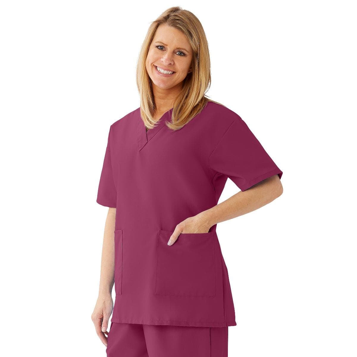 AngelStat Unisex Reversible 2-Pocket V-Neck Scrub Top - Shop All