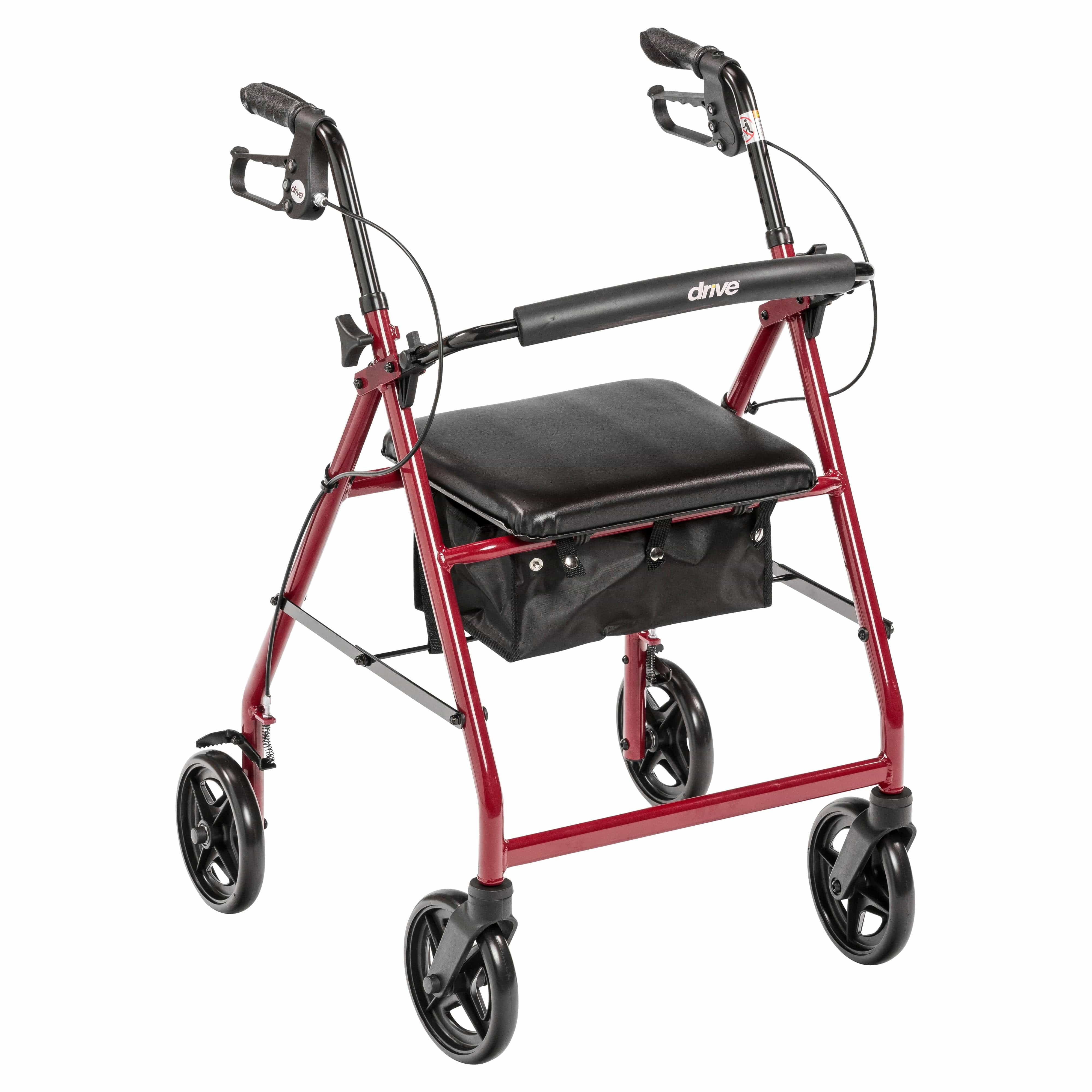 Drive Medical Drive Medical Aluminum Rollator Rolling Walker with Fold Up and Removable Back Support and Padded Seat r728rd