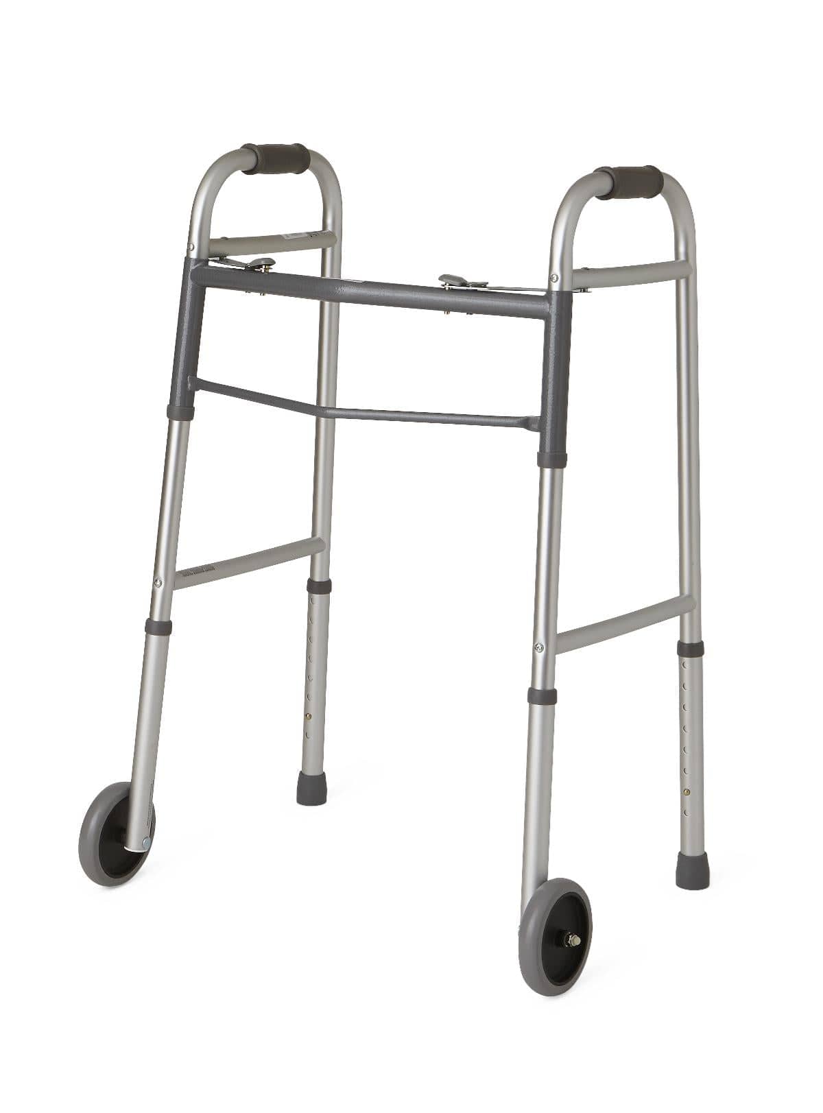 Medline Medline Guardian Two-Button Folding Walkers with 5" Wheels G30757WH
