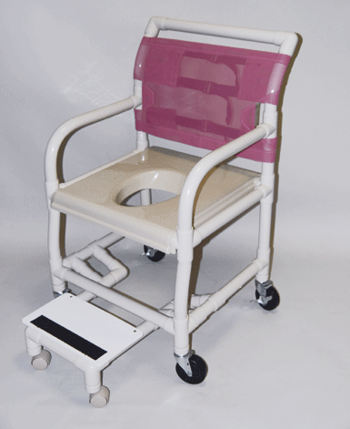Healthline Shower Commode Chair 21″ Vac Seat-Sliding Footrest with wheels
