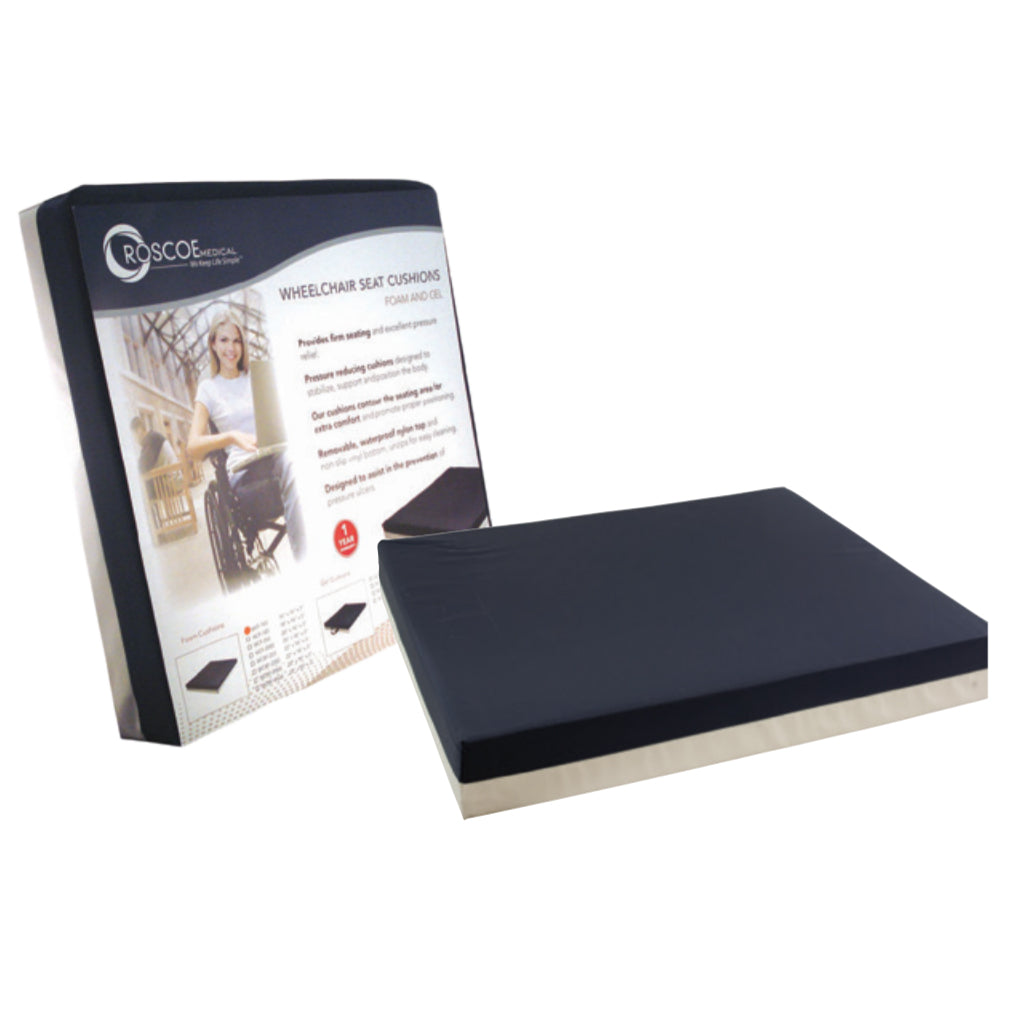 Compass Health Foam Wheelchair Cushion with Nylon Cover (20" x 16" x 3")