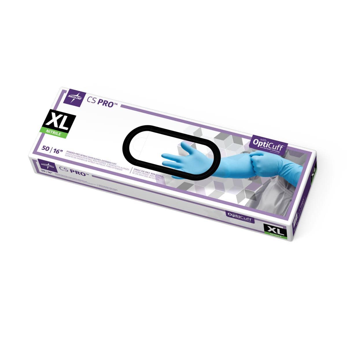 Medline Medline CS Pro 16" Cuff Nitrile Exam Gloves CS16XL