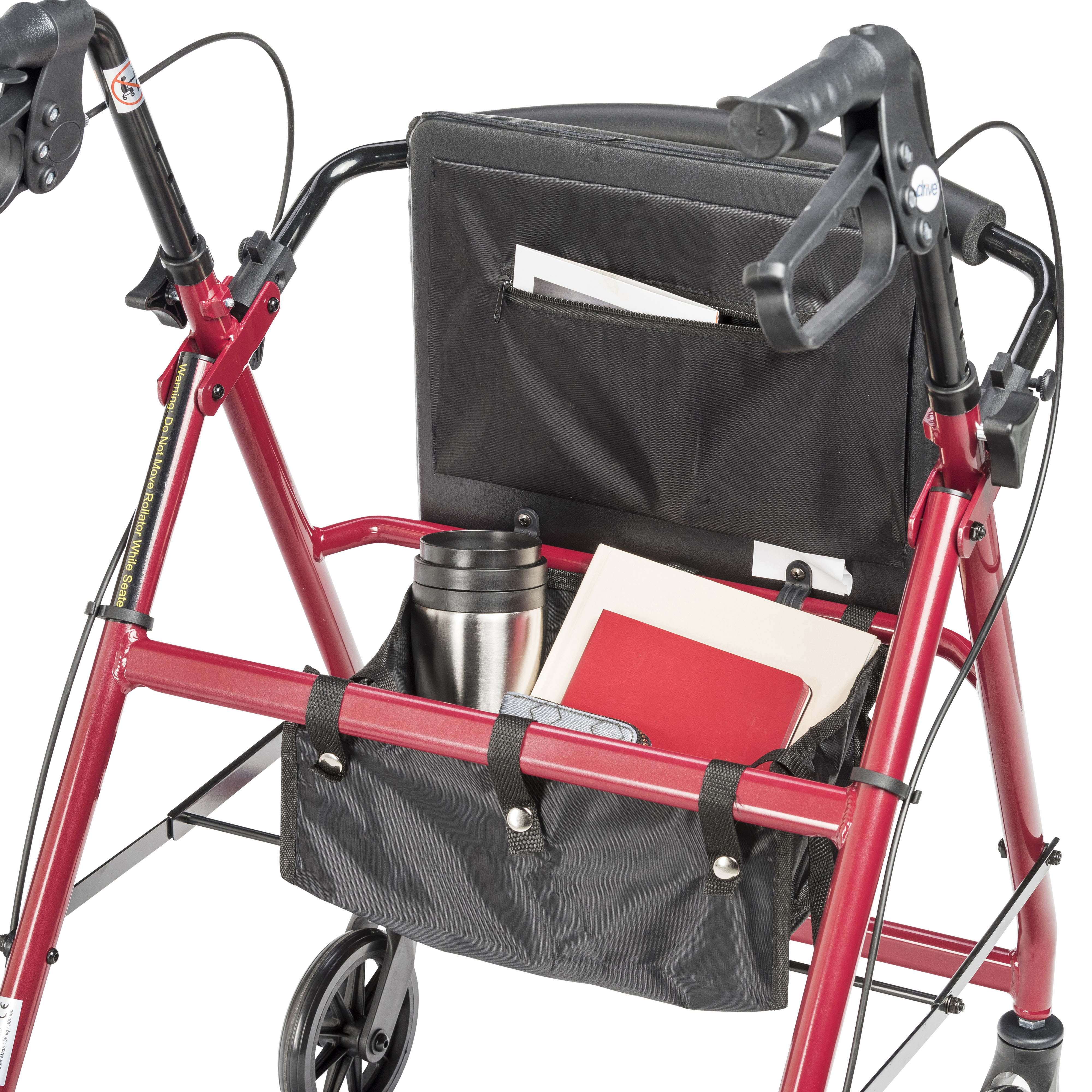 Drive Medical Aluminum Rollator Rolling Walker with Fold Up and Removable Back Support and Padded Seat